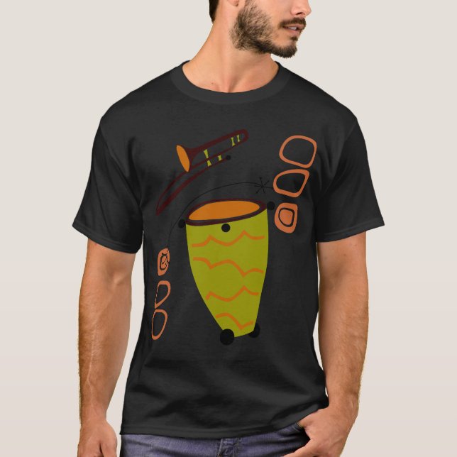 Os anos 50 retros camisa abstrata do Trombone & (Frente)