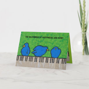 Os bluebirds do cartão da felicidade