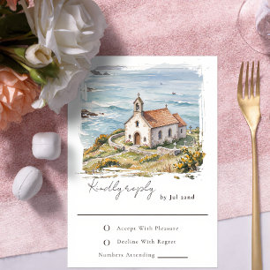 Os cartões de RSVP de casamento da pequena capela 