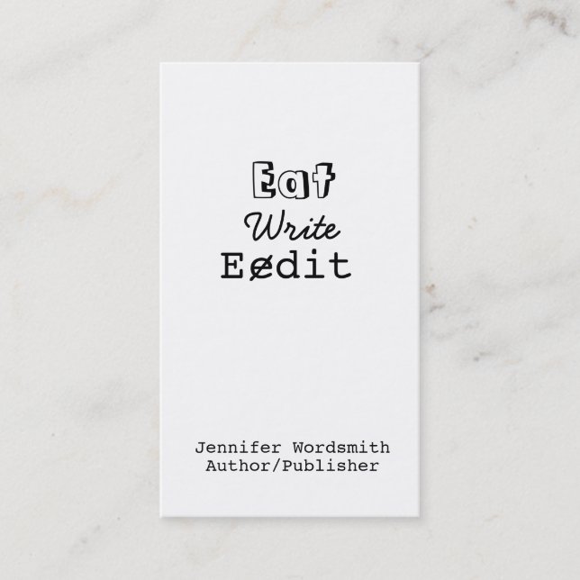 Os cartões de visitas engraçados do escritor comem (Frente)