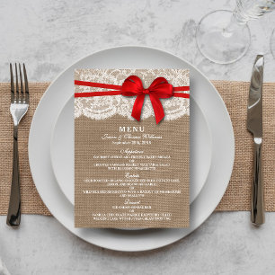 Os cartões vermelhos rústicos do menu da coleç