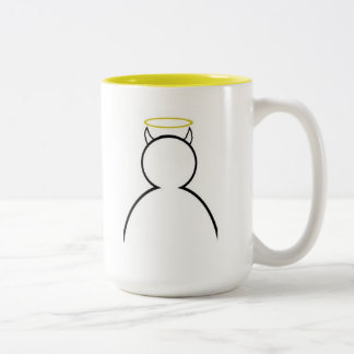 Os chifres mantêm meu halo acima da caneca