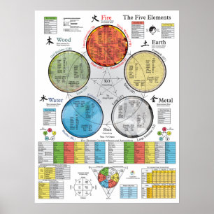 Os cinco elementos do Poster de Acupuntura 18" X 2