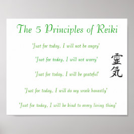 Os cinco princípios do Poster de Reiki