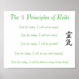 Os cinco princípios do Poster de Reiki