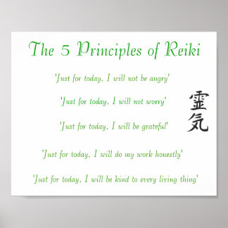 Os cinco princípios do Poster de Reiki