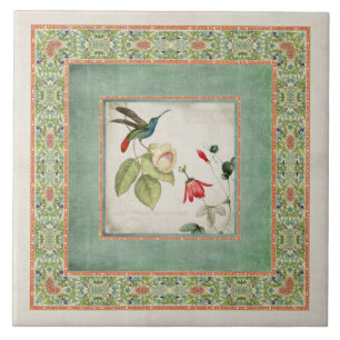 Os colibris n do vintage do Chinoiserie florescem