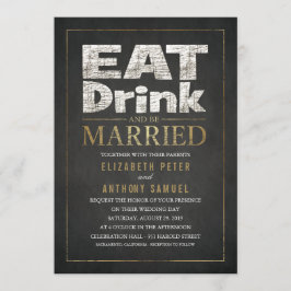 Os convites engraçados do casamento comem a bebida