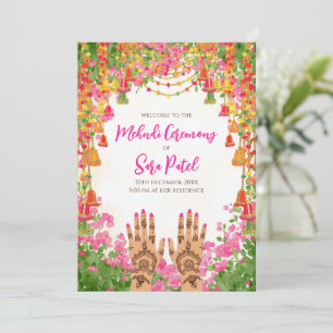 Os convites Mehndi convidam o casamento hindu