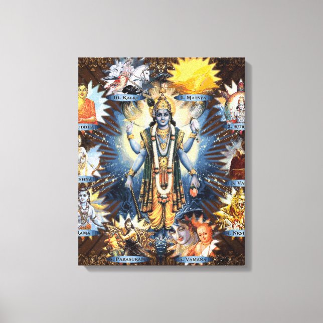 Os Dez Avatares De Vishnu - Canvas (Frente)