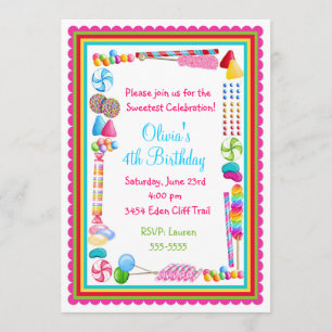 Os doces polvilham convites do aniversário