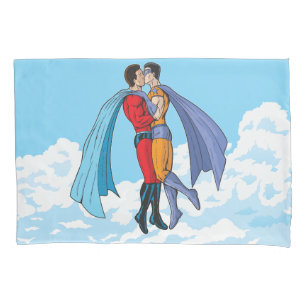 Os dois super-heróis de Slipperyjoe beijando perso