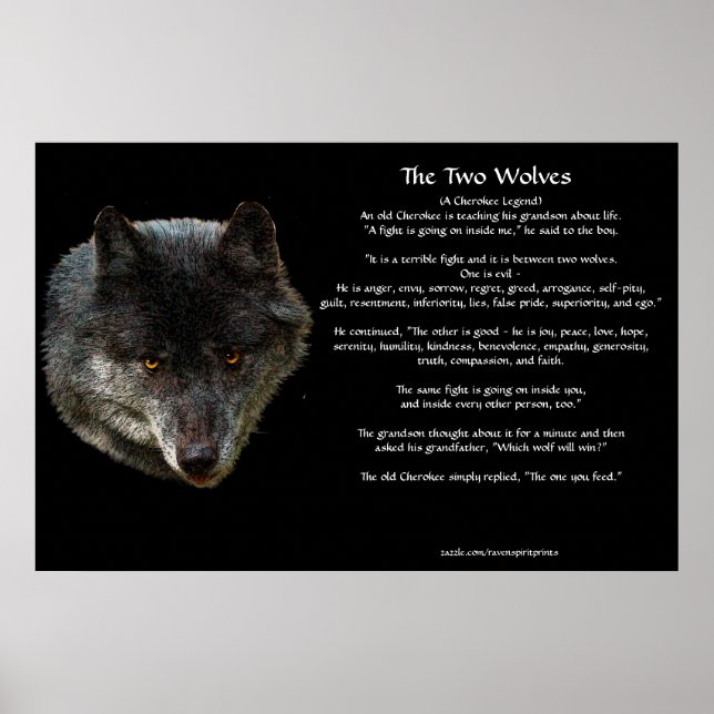 Os dois WOLVES CHEROKEE TALE Art Poster (Frente)
