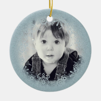 Os enfeites de natal do bebê - floco de neve azul