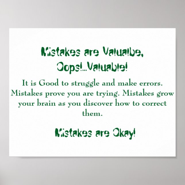 Os erros de Poster de matemática são bons (Frente)