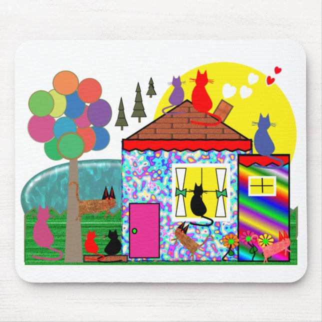 Os gatos estão tomando sobre o mousepad da casa (Frente)