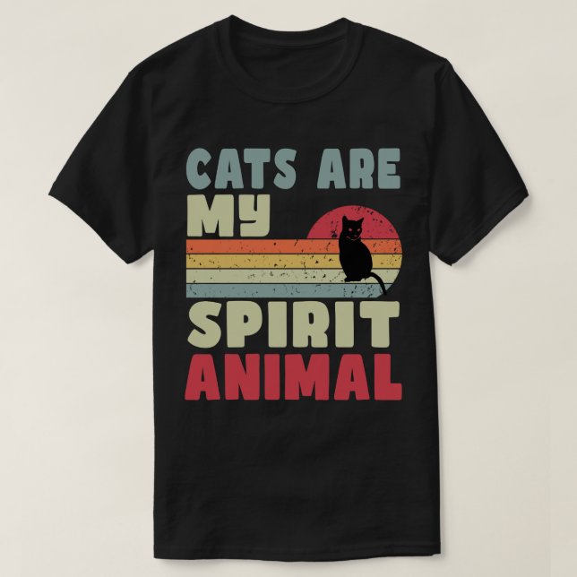 Os Gatos São O Meu Espírito De Camiseta Animal (Frente do Design)