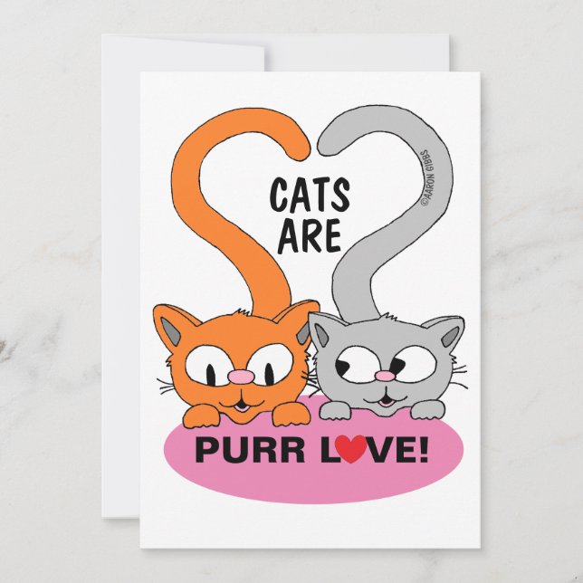 Os gatos são Purr Love cartão plano (Frente)