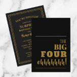 Os grandes 40 Convites de aniversário Dourados pre<br><div class="desc">Jogando uma festa de aniversário de 40 anos? Envie um convite para que os convidados fiquem animados para a sua festa. "Os quatro grandes!" - mude para qualquer idade - na frente e nos detalhes do seu partido no verso em letra chic. Excelente para qualquer idade, surpresa ou não, basta...</div>