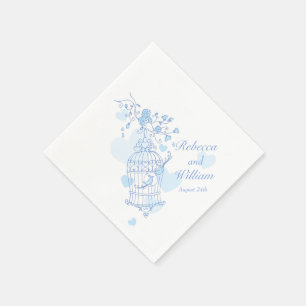 Os guardanapos de papel azul do amor de casal