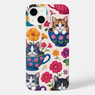 Os Kittens e Flores da Xícara de Chá