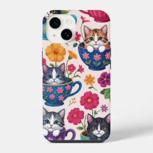 Os Kittens e Flores da Xícara de Chá