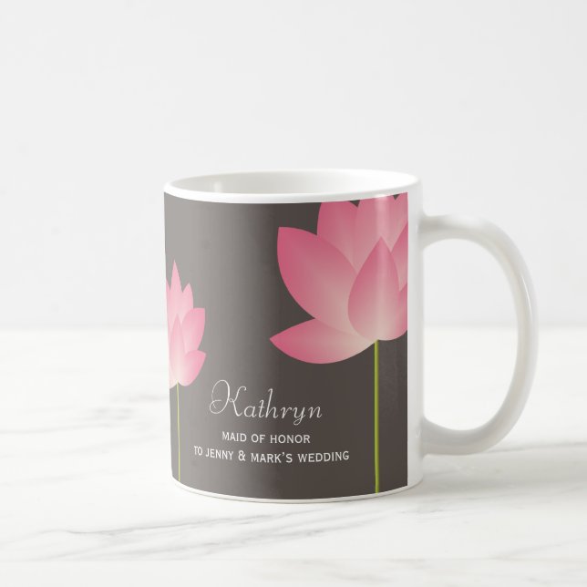 Os lótus cor-de-rosa florescem caneca de café (Direita)