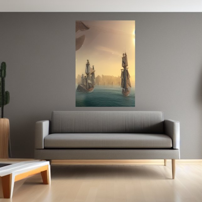 Os navios no mar | AI Art Poster (Criador carregado)