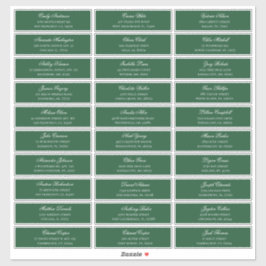 Os nomes verdes dos convidados. Etiqueta de expedi