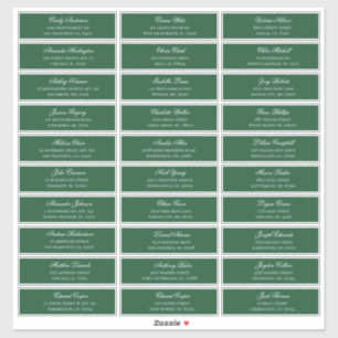 Os nomes verdes dos convidados. Etiqueta de expedi