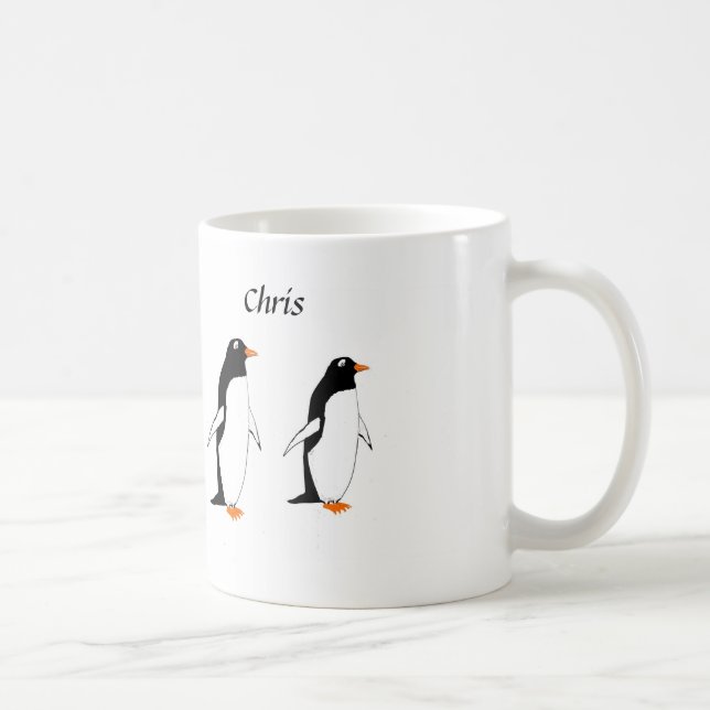 Os pinguins em uma caneca adicionam o nome (Direita)