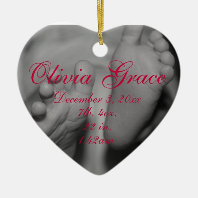 Os primeiros enfeites de natal os pés do bebê (Frente)