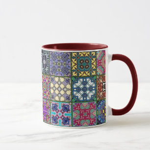 Os retalhos esquadram a caneca