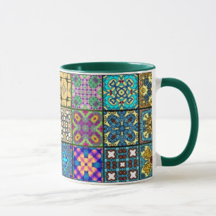 Os retalhos esquadram a caneca