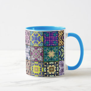 Os retalhos esquadram a caneca