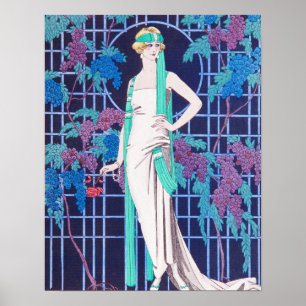 Os rosas e o poster do art deco da noite