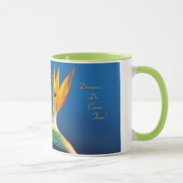 Os "sonhos vêm" pássaro verdadeiro da caneca do