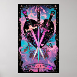 Os Três de Swords Tarot Card Witchy Poster