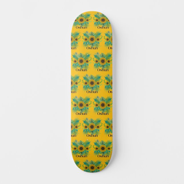 Oshun Goddess Sunflower Skateboard (Frente)
