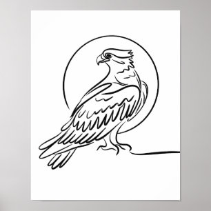 Osprey Bird of Prey Line Art Poster Irish Willife