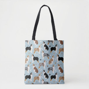 Ossos pastores australianos e patas Blue Tote Bag