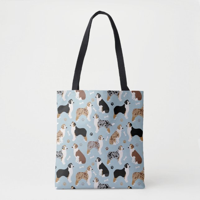 Ossos pastores australianos e patas Blue Tote Bag (Frente)