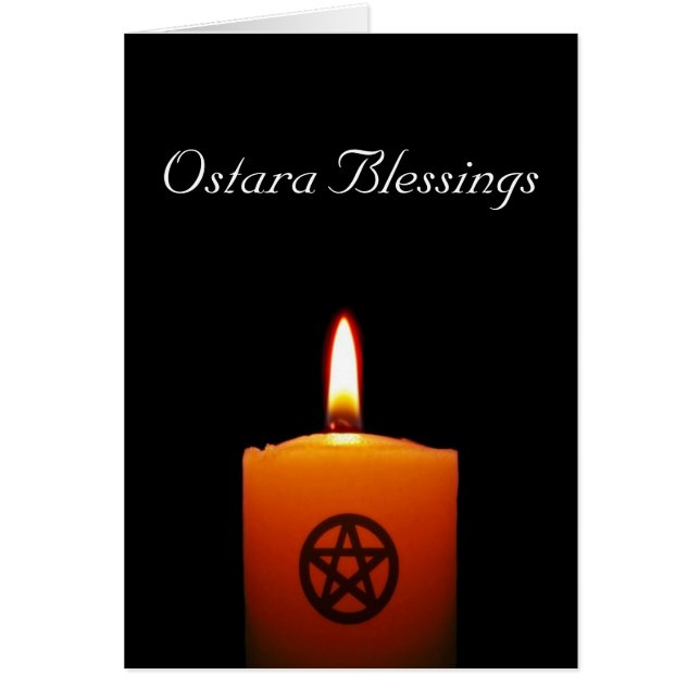 Ostara abençoa a vela pagã com cartão pentáculo (Frente)