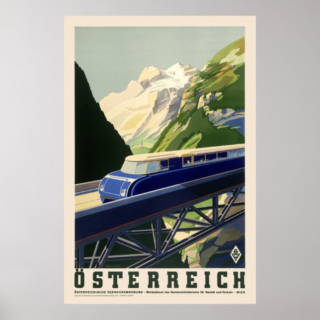 Österreich Áustria Poster vintage 1935 (Frente)