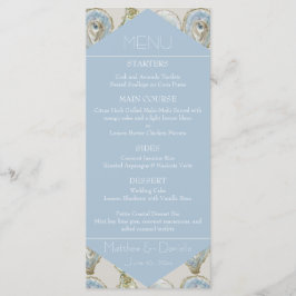 Ostras Aquarela Casamento- Menu Flat Azul Claro
