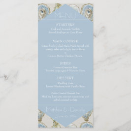 Ostras Aquarela Casamento - Menu Plano Azul Claro