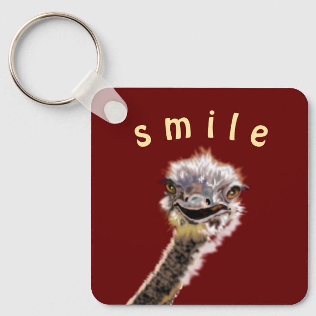 Ostrich Feliz Chaveiro para Jogada - Sorria (Frente)