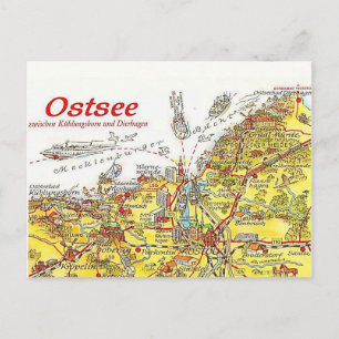 Ostsee Alemanha Mapa Colorido Cartão Postal