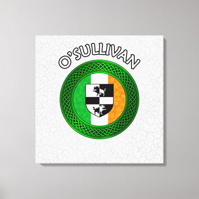 O'Sullivan Crest & Celtic Knot na Canvas de Shamro (Frente)