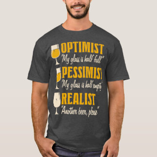 Otimista Alcool Pessimista Realista Camisa engraça
